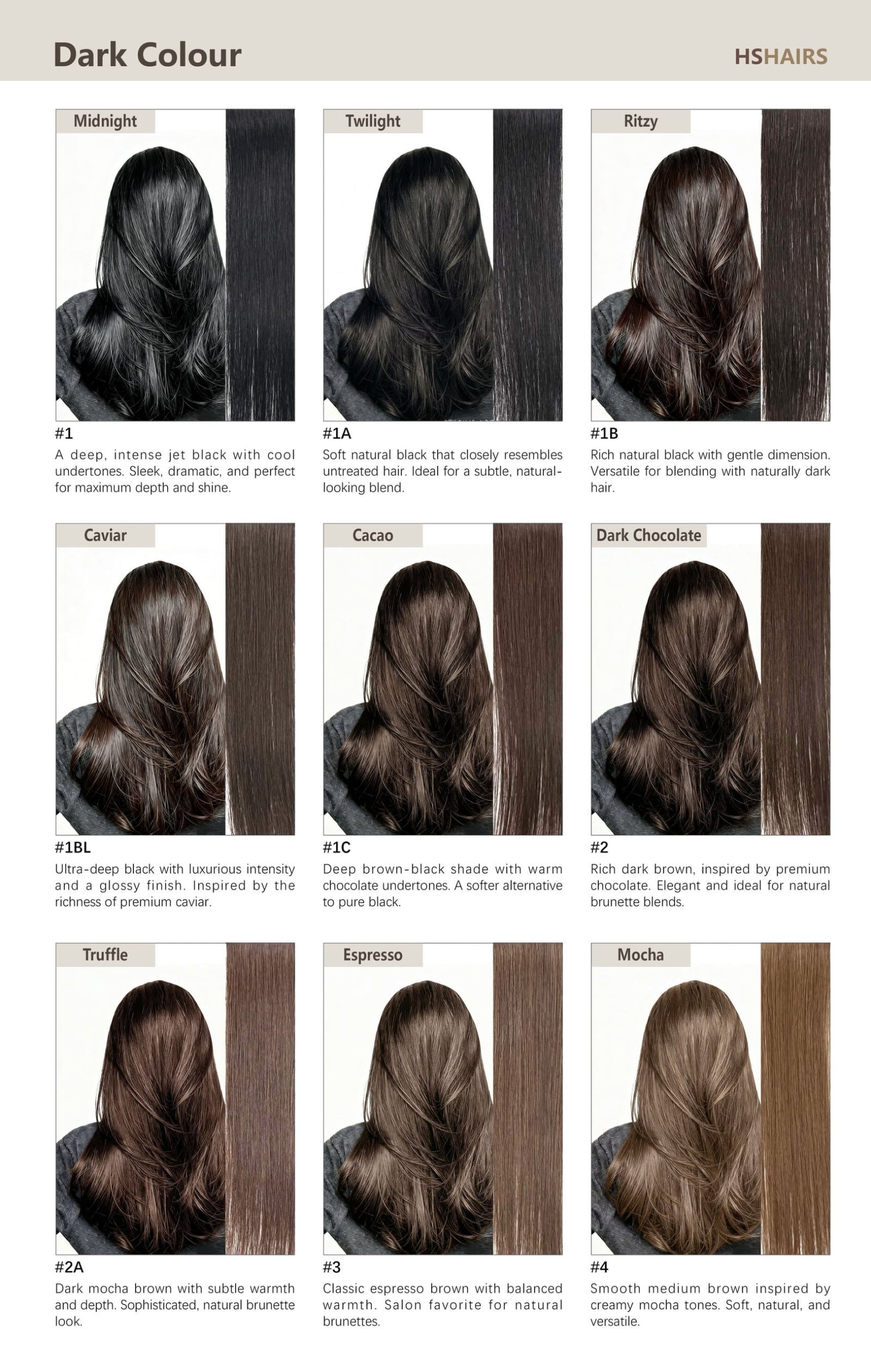 Hair color ring - natural black to dark brown shades
