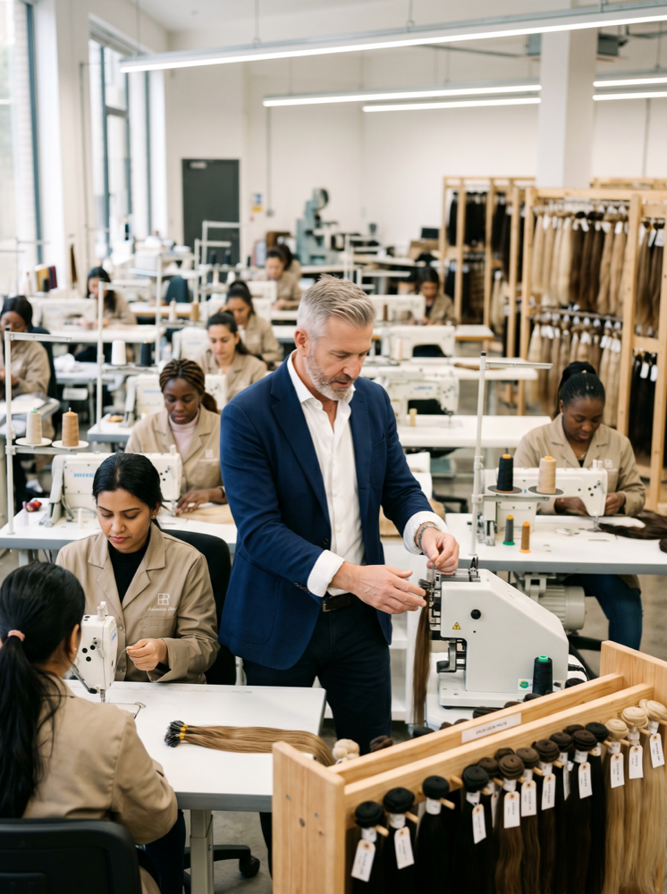 HSHAIR hair extensions factory production floor in China