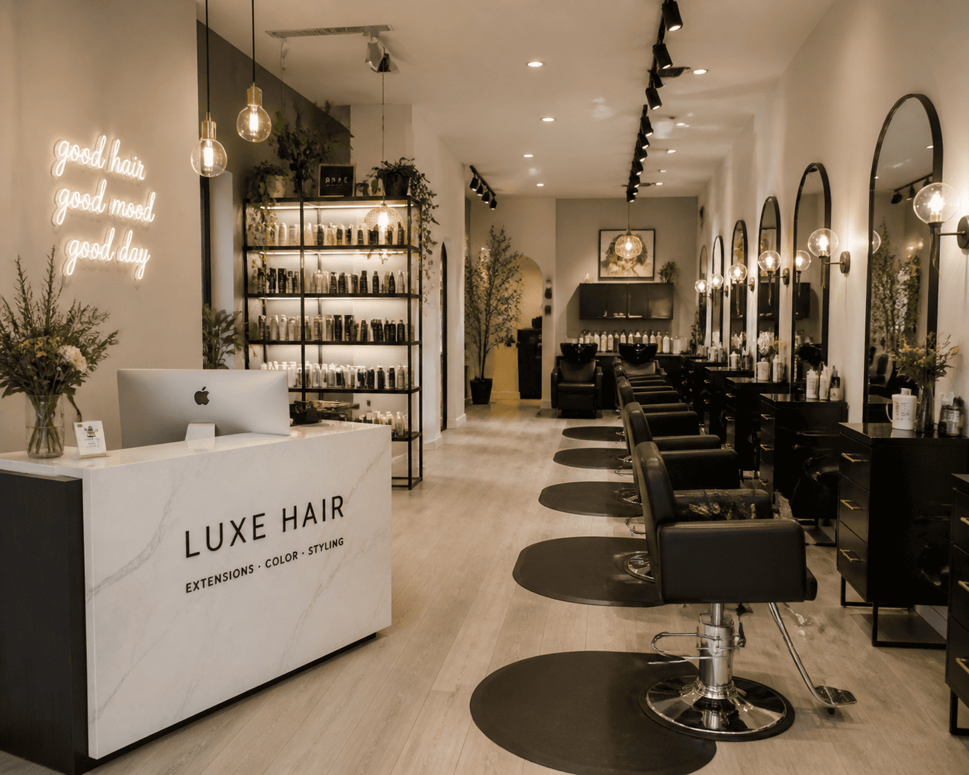 Salon team managing a professional hair extension service program
